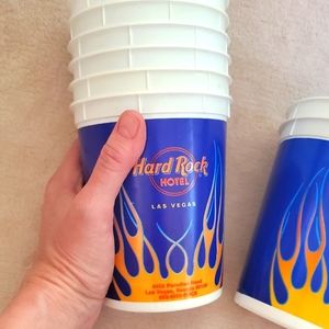 Y2K Set of 8 Hard Rock Hotel Las Vegas Flames Large Plastic Casino Drinking Cups